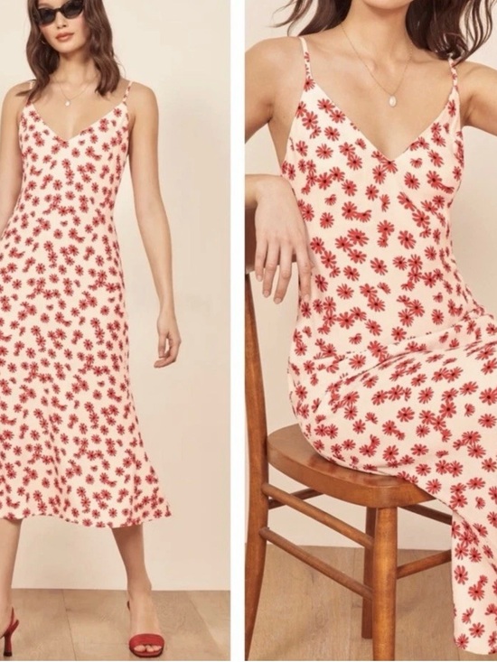 Reformation Dresses & Skirts - Reformation Alexandra Midi Dress Red Daisy Slip Dress Size 10